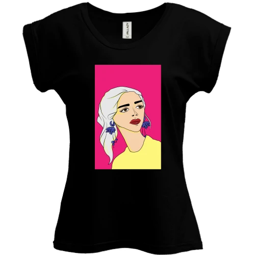 Футболка женская PANI, Черный, Blonde on pink background