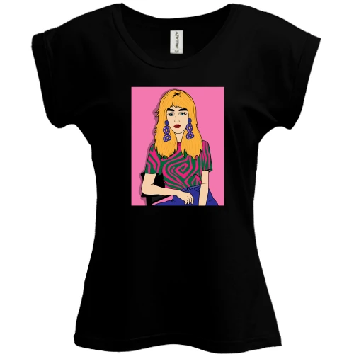 Футболка женская PANI, Черный, Blonde in a strange t-shirt