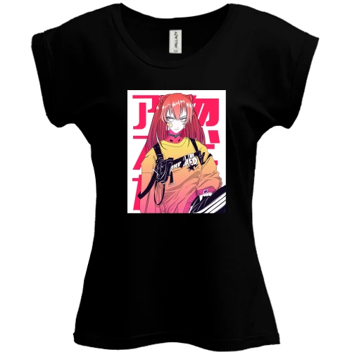 Футболка женская PANI, Черный, Girl with red hair