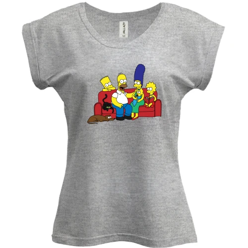 Футболка женская PANI, Серый меланж, Simpsons family
