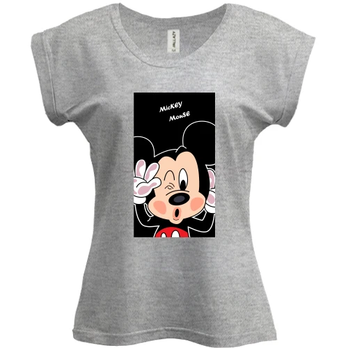 Футболка женская PANI, Серый меланж, Mickey mouse baby