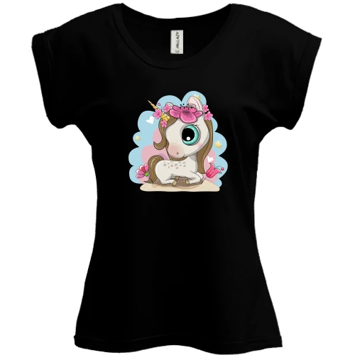 Футболка жіноча PANI, Чорний, Baby unicorn