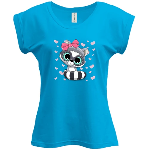 Футболка жіноча PANI, Білий, Baby raccoon girl