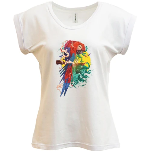 Футболка жіноча PANI, Білий, Parrot bright art