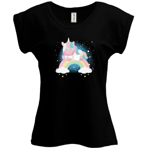 Футболка жіноча PANI Baby unicorn on a rainbow