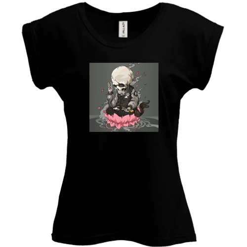 Футболка жіноча PANI, Чорний, Skull in lotus