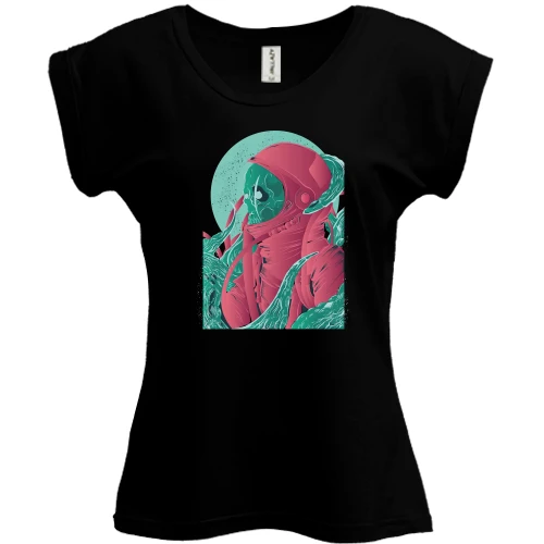 Футболка жіноча PANI, Чорний, Astronaut Skull