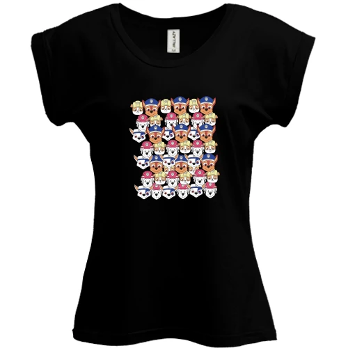 Футболка женская PANI, Черный, Paw patrol pattern