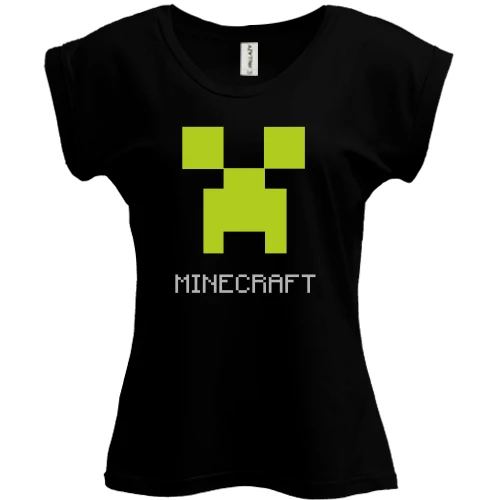 Футболка женская PANI, Черный, Minecraft logo grey