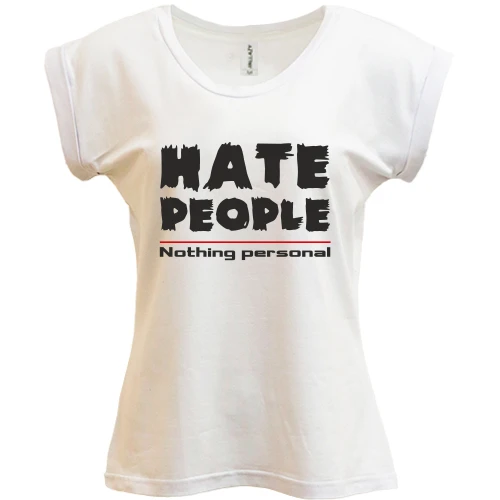 Футболка женская PANI, Белый, с надписью "Hate People"