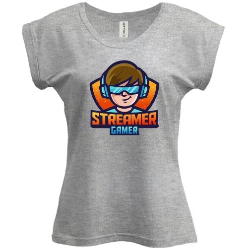 Футболка женская PANI, Серый меланж, Streamer gamer
