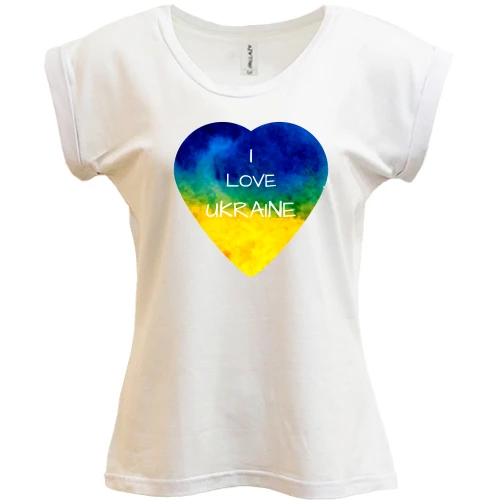 Футболка жіноча PANI, Білий, "I love Ukraine" на серці