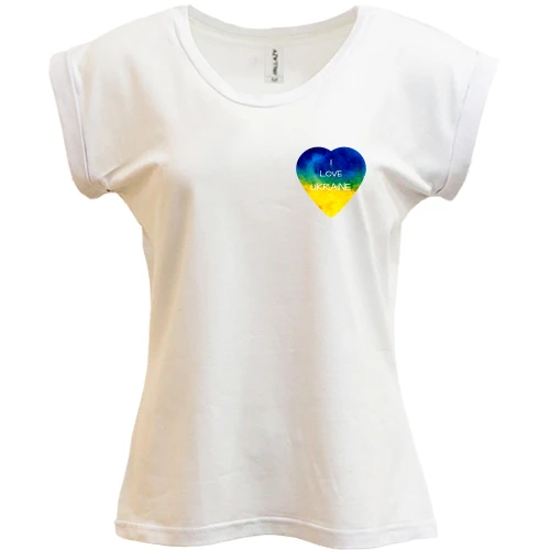 Футболка жіноча PANI, Білий, "I love Ukraine" на серці (міні)
