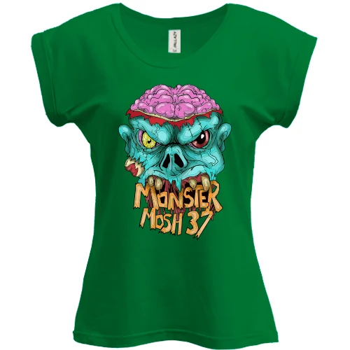 Футболка жіноча PANI, Зелений, з монстром "Monster Mosh 37"