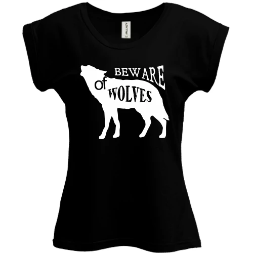 Футболка жіноча PANI, Чорний, beware of wolves