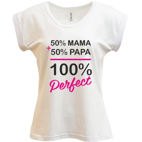 Футболка женская PANI, Белый, 50% мама + 50% папа