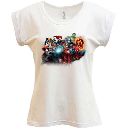 Футболка женская PANI, белый, marvel heroes