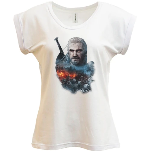 Футболка женская PANI, Белый, The Witcher 3 - Geralt