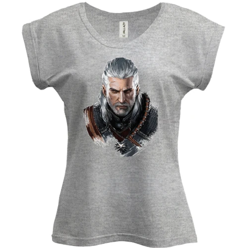 Футболка женская PANI, Серый меланж, The Witcher 3 - Геральт (2)