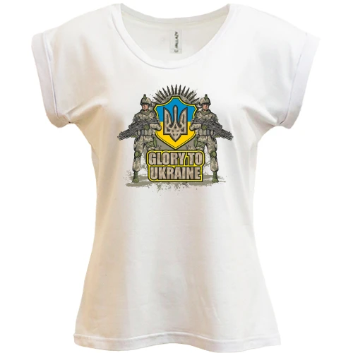 Футболка женская PANI, Белый, Glory to Ukraine (солдаты)