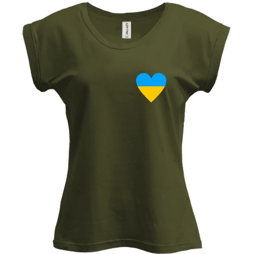 Футболка женская PANI, Хаки, с украинским сердцем