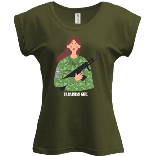 Футболка женская PANI, Хаки, Ukrainian girl (Military)