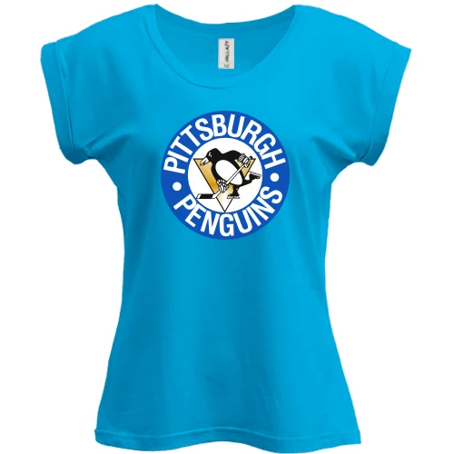 Футболка женская PANI Pittsburgh Penguins с эмблемой в синем круге
