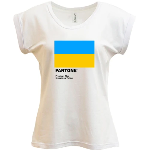 Футболка женская PANI, Белый, PANTONE Freedom blue, energizing yellow