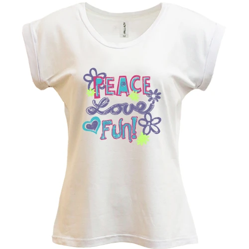 Футболка женская PANI Peace, love, fun