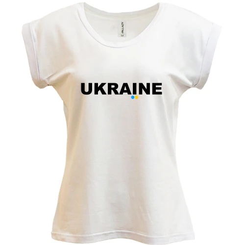 Футболка женская PANI, Белый, Ukraine с двумя сине-жёлтыми точками