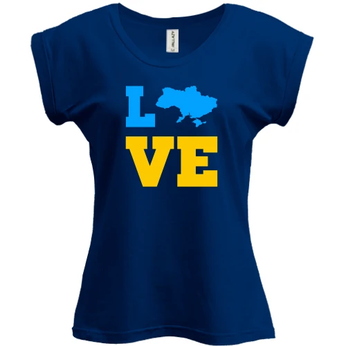 Футболка жіноча PANI, Синій, LOVE з мапою України