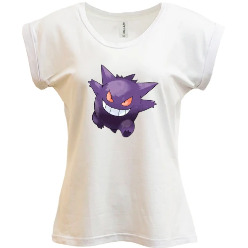 Футболка женская PANI, Белый, с покемоном Генгар (Gengar)