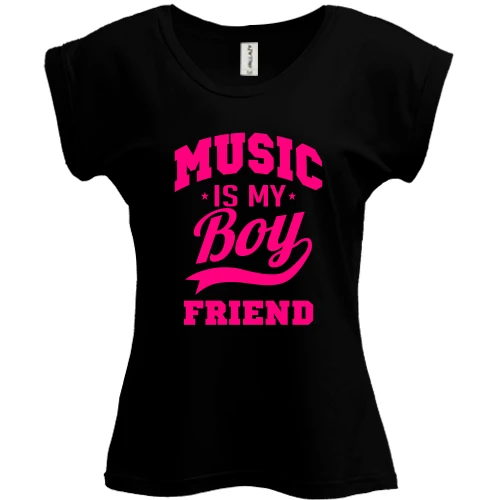 Футболка жіноча PANI, Чорний, Music is my boyfriend