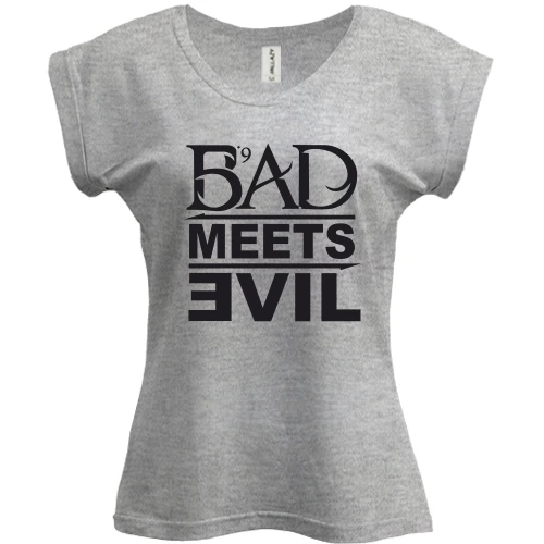 Футболка жіноча PANI, Сірий меланж, Bad Meets Evil