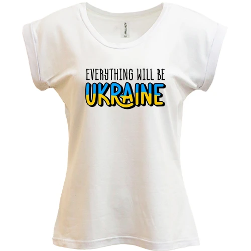 Футболка жіноча PANI, Білий, Everything Will Be Ukraine