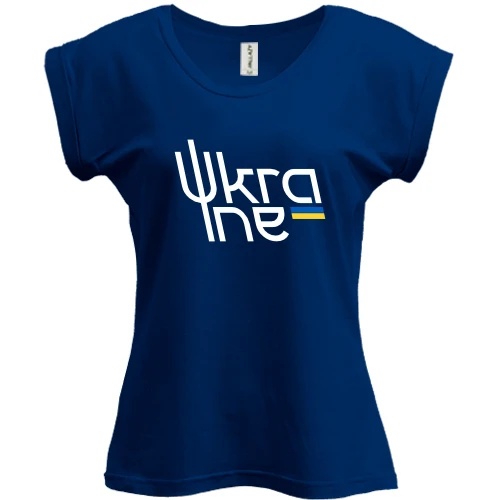 Футболка жіноча PANI, Синій, з емблемою Ukraine (Україна)
