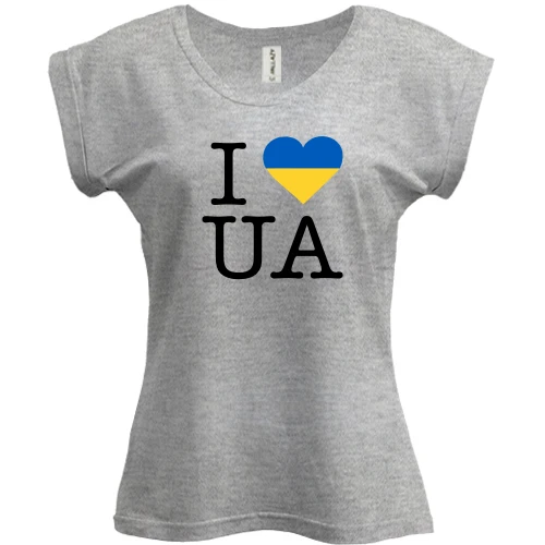 Футболка женская PANI, Серый меланж, "I ♥ UA"
