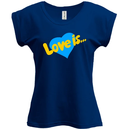 Футболка жіноча PANI, Синій, з Жовто-блакитною Love is.