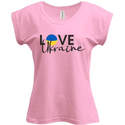Футболка жіноча PANI, Рожевий, LOVE Ukraine з прапором