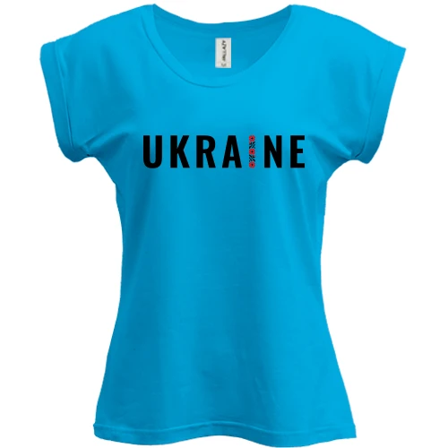 Футболка женская PANI, Белый, "Ukraine" с вышиванкой