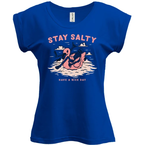 Футболка жіноча PANI, Синій, "Stay salty"