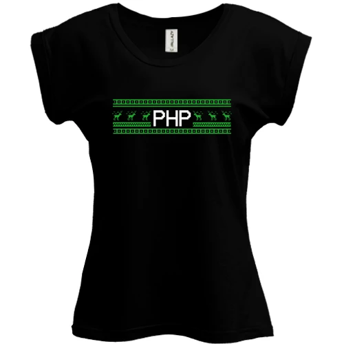 Футболка жіноча PANI, Чорний, "PHP та олені"