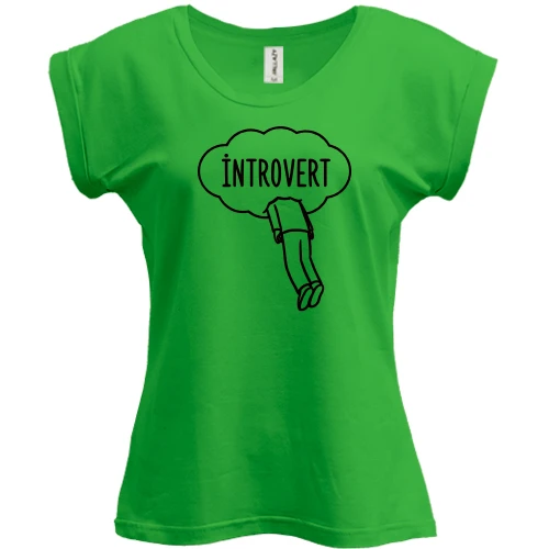 Футболка женская PANI, Зеленый, "Introvert"