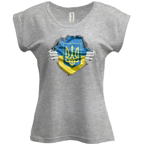 Футболка женская PANI, Серый меланж, "Ukraine Nation"