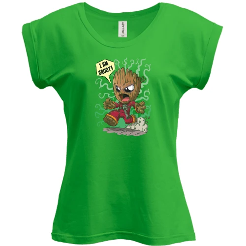 Футболка женская PANI, Зеленый, "I am Groot" (Вартові Галактики)