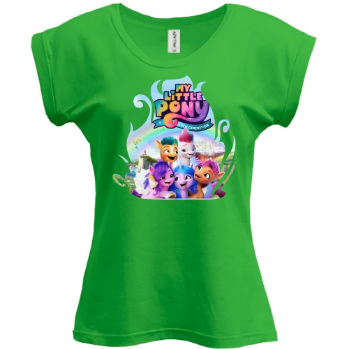 Футболка женская PANI, Зеленый, с героями мультфильма "My little pony"