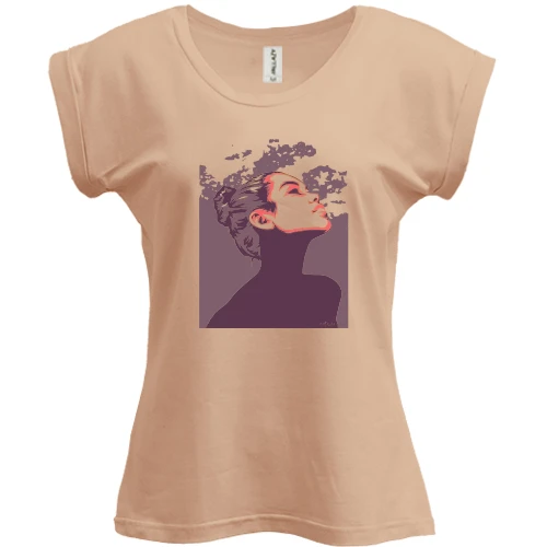 Футболка жіноча PANI, Бежевий, із зображенням Леді