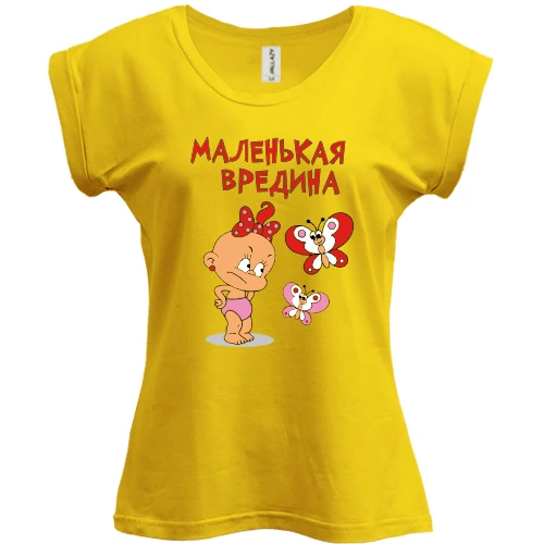 Футболка женская PANI с девочкой и бабочками"Маленькая вредина"