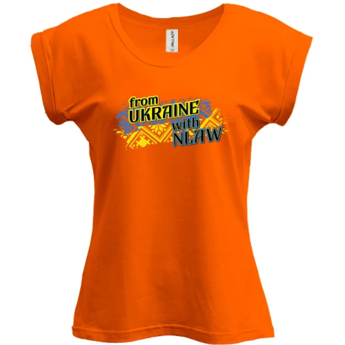 Футболка жіноча PANI, Помаранчевий, "From Ukraine with NLAW"