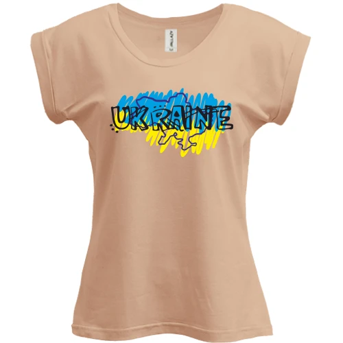 Футболка женская PANI, Белый, "Ukraine" в рисованном стиле